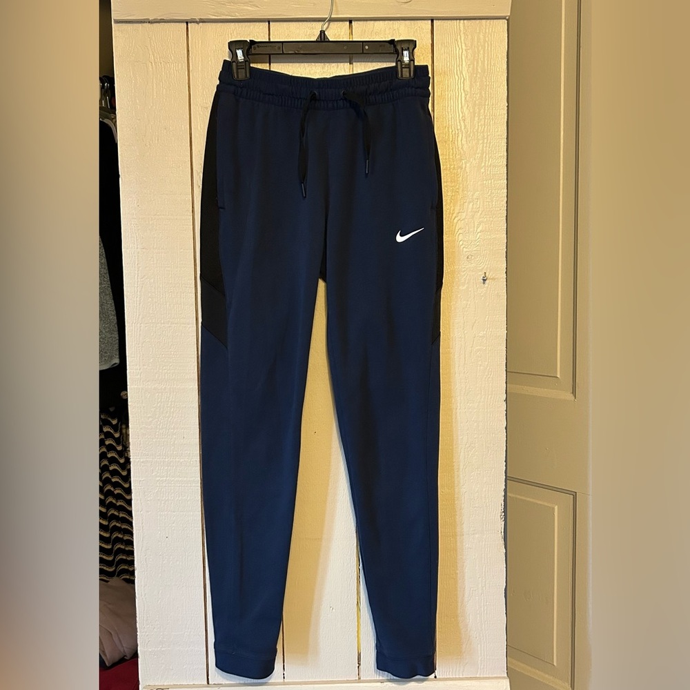 Nike Dri-FIT Dark Blue Athletic Pants with White Logo
